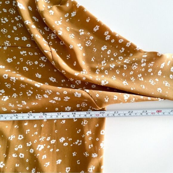 Monk & Lou Dress Floral Shift Mustard 3/4 Cuffed Sleeve Women's S - Picture 10 of 10